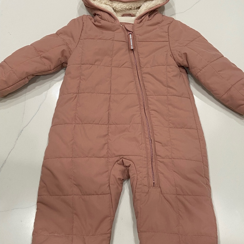 Cozy Pink Quilted Baby Snowsuit 6-9 Months